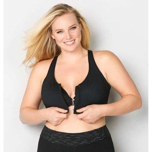 NWT AVENUE ZIPPER SPORTS BRA in Black 42DD